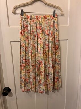 Susan Bristol Floral Pleated Midi Skirt